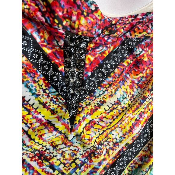 Swimsuits for All Multicolor Lace Detail One Piece Swimsuit Sz 14 - Picture 6 of 11